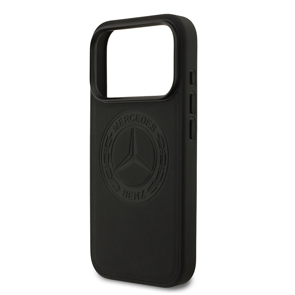 Apple iPhone 17 Pro Kılıf Mercedes Benz Orjinal Lisanslı M-safe Şarj Özellikli Hakiki Deri Nostaljik Yıldız Dizayn Kapak Siyah