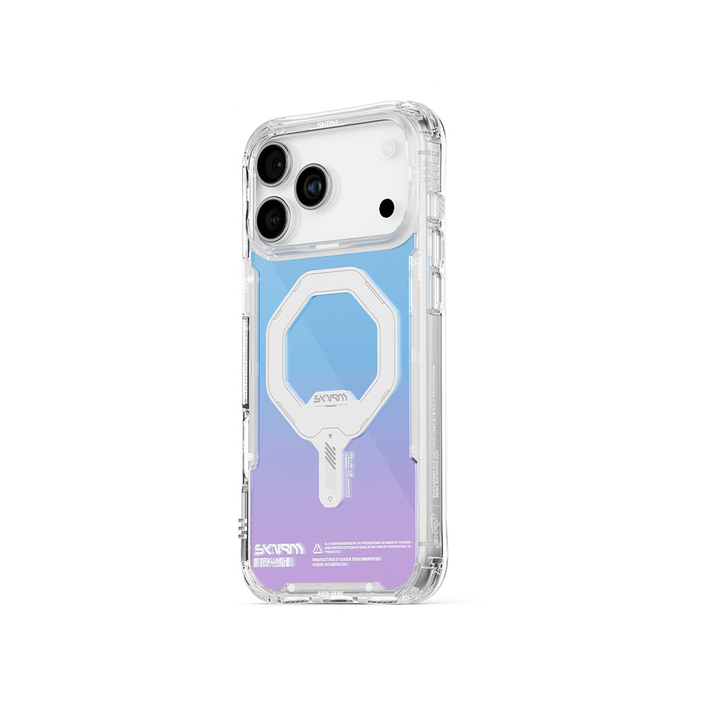 Apple iPhone 17 Pro Kılıf Skinarma M-Safe Şarj Özellikli IML Baskılı Holografik MYST Kapak Colorful