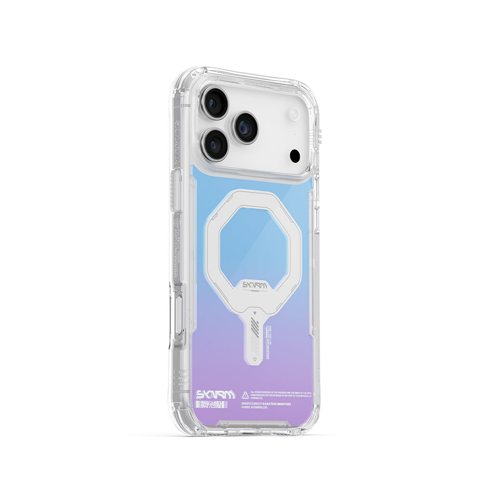 Apple iPhone 17 Pro Kılıf Skinarma M-Safe Şarj Özellikli IML Baskılı Holografik MYST Kapak Colorful