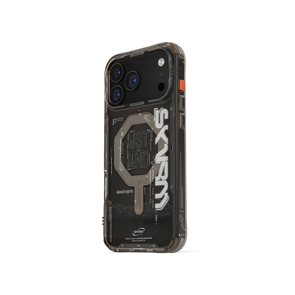 Apple iPhone 17 Pro Kılıf Skinarma M-safe Şarj Özellikli Yazı Desenli Airbag Tasarımlı Sonix Kapak Siyah