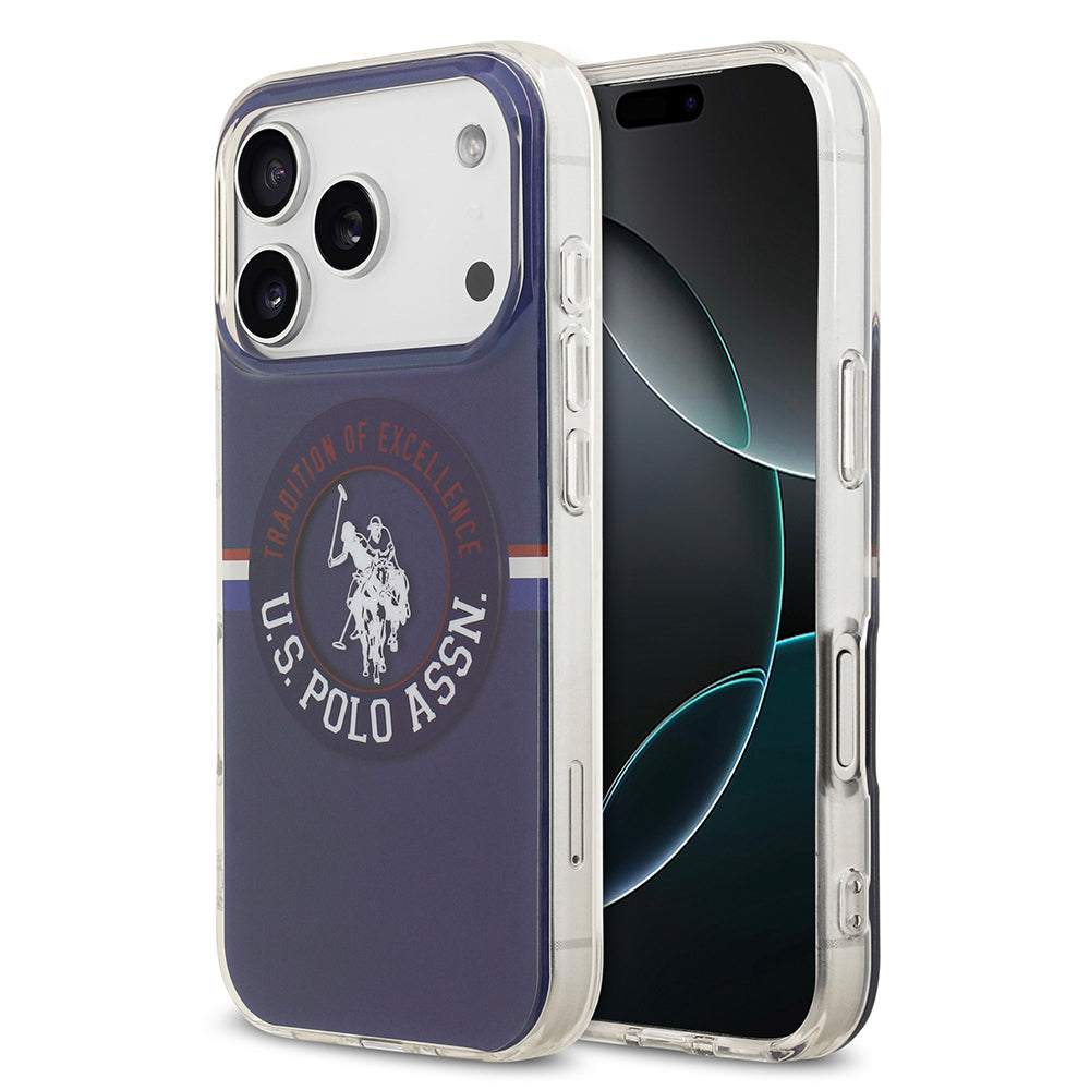 Apple iPhone 17 Pro Kılıf U.S. Polo Assn. Orjinal Lisanslı M-safe Şarj Özellikli IML Stripe Logolu Kapak Lacivert