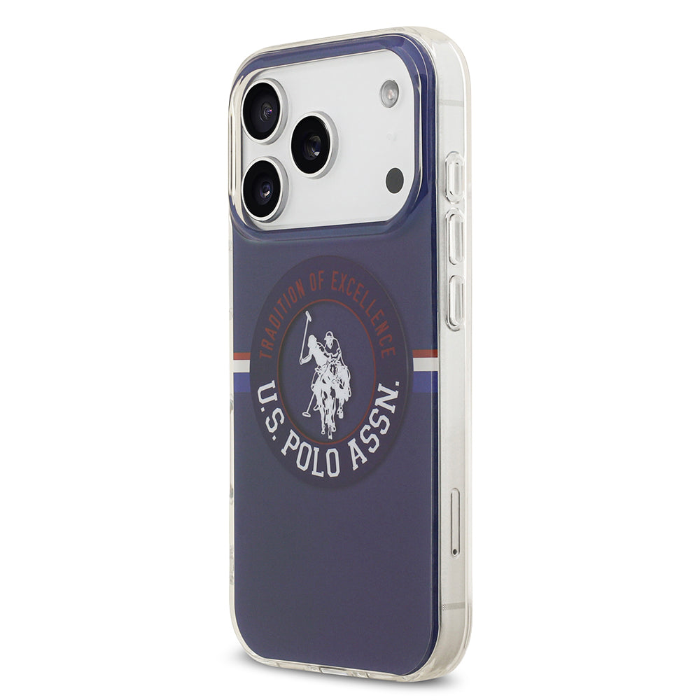 Apple iPhone 17 Pro Kılıf U.S. Polo Assn. Orjinal Lisanslı M-safe Şarj Özellikli IML Stripe Logolu Kapak Lacivert