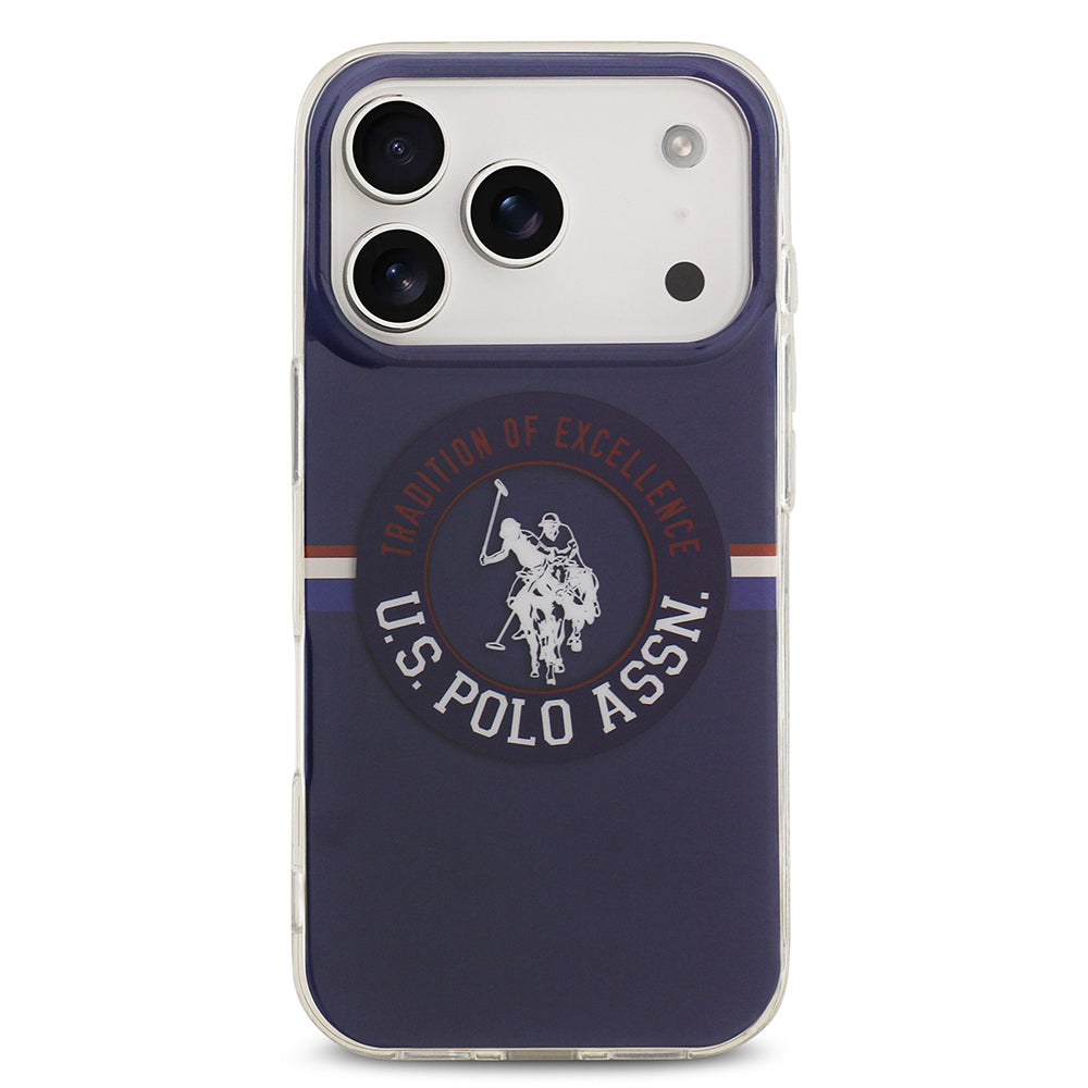 Apple iPhone 17 Pro Kılıf U.S. Polo Assn. Orjinal Lisanslı M-safe Şarj Özellikli IML Stripe Logolu Kapak Lacivert