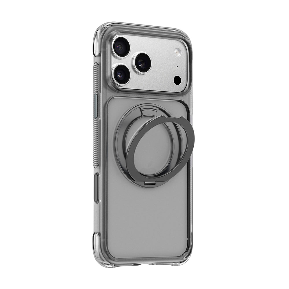 Apple iPhone 17 Pro Kılıf Wiwu AG-203 AeroGuard Ultra Serisi M-safe Şarj Özellikli Airbag Tasarımlı Standlı Kapak Gri