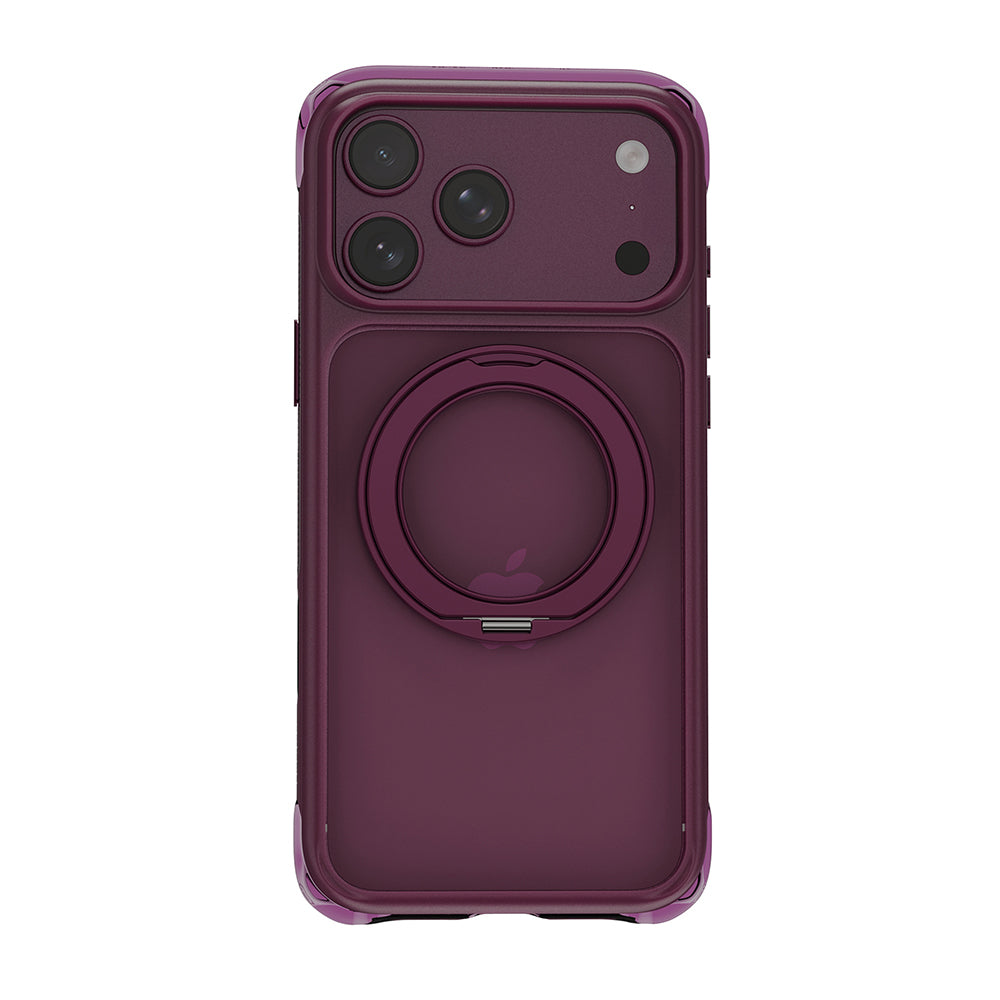 Apple iPhone 17 Pro Kılıf Wiwu AG-203 AeroGuard Ultra Serisi M-safe Şarj Özellikli Airbag Tasarımlı Standlı Kapak Bordo