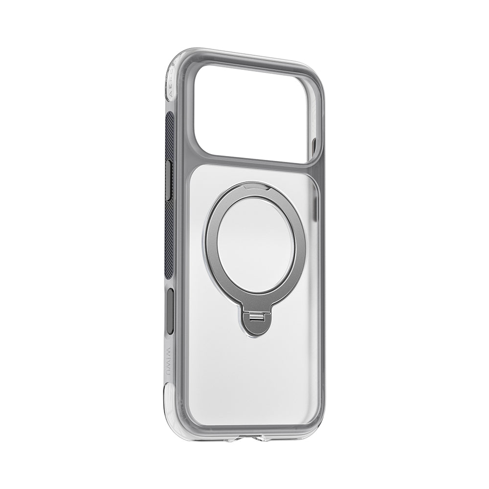 Apple iPhone 17 Pro Kılıf Wiwu AS-203 AeroShield Ultra Serisi M-safe Şarj Özellikli Airbag Tasarımlı Standlı Kapak Gri