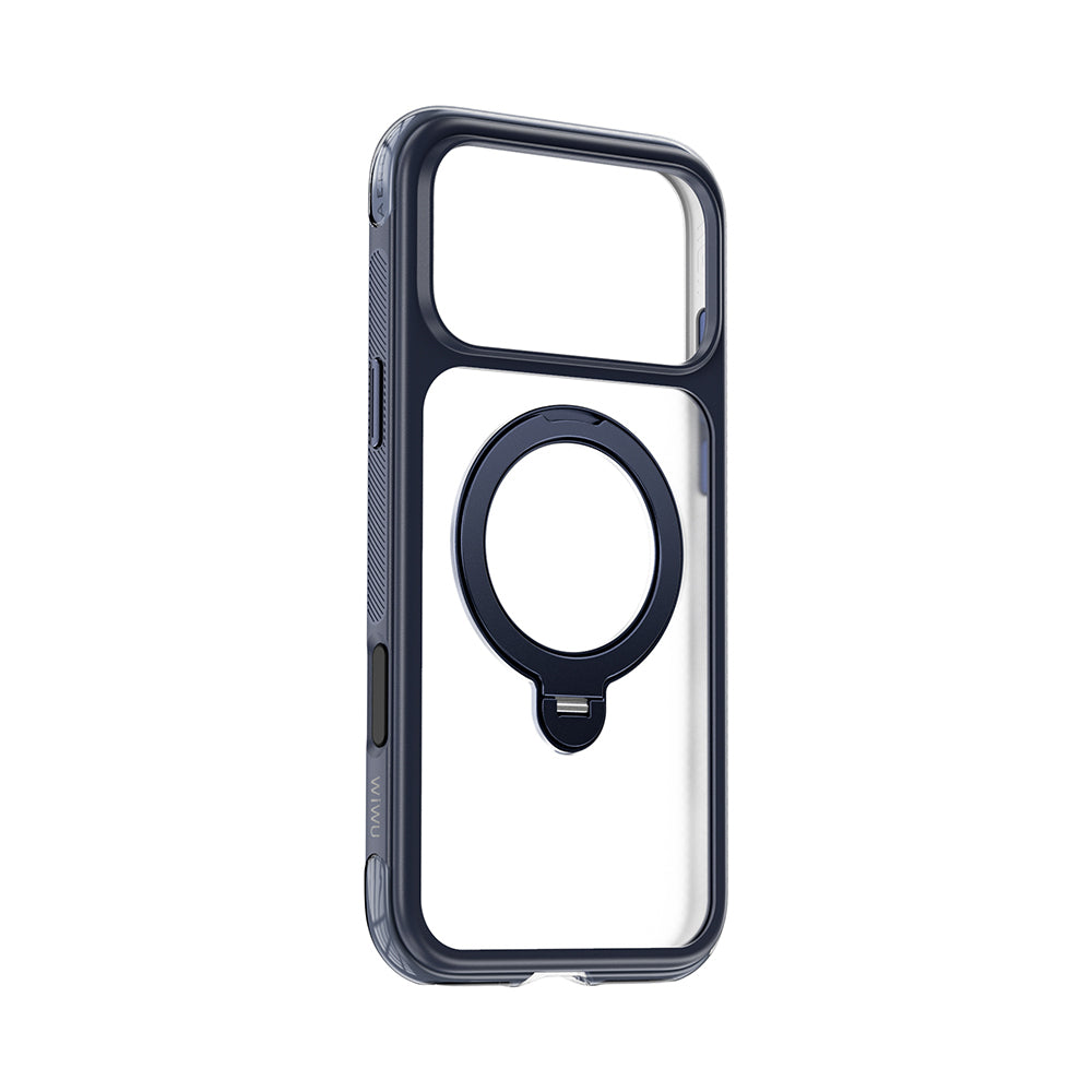 Apple iPhone 17 Pro Kılıf Wiwu AS-203 AeroShield Ultra Serisi M-safe Şarj Özellikli Airbag Tasarımlı Standlı Kapak Lacivert