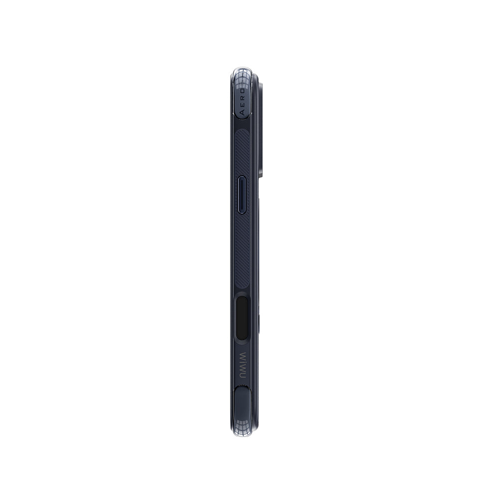 Apple iPhone 17 Pro Kılıf Wiwu AS-203 AeroShield Ultra Serisi M-safe Şarj Özellikli Airbag Tasarımlı Standlı Kapak Lacivert