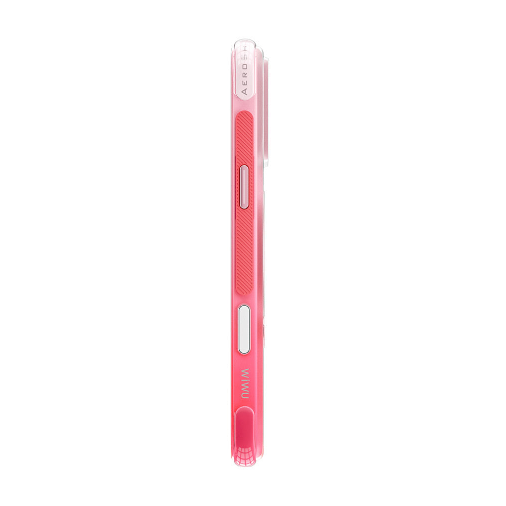 Apple iPhone 17 Pro Kılıf Wiwu AS-204 AeroShield Aurora Ultra Serisi M-safe Şarj Özellikli Airbag Tasarımlı Standlı Kapak Pembe