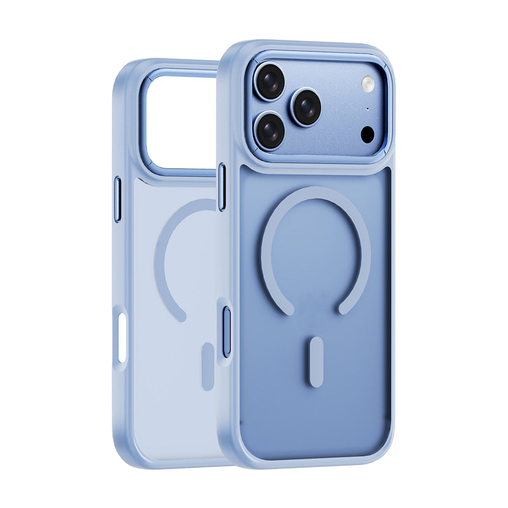 Apple iPhone 17 Pro Kılıf Wiwu FGG-012 ArmorPro Serisi M-safe Şarj Özellikli Parmak İzi Bırakmayan Kılıf Açık Mavi