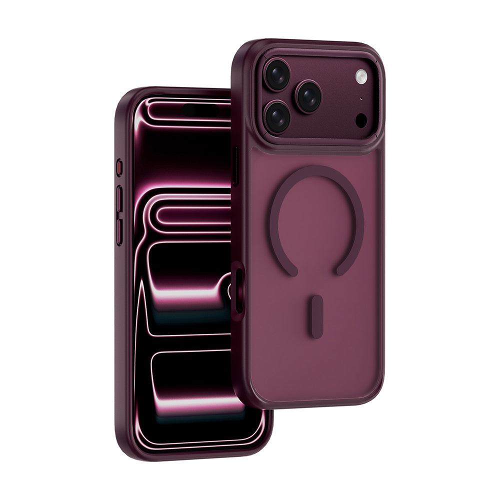Apple iPhone 17 Pro Kılıf Wiwu FGG-012 ArmorPro Serisi M-safe Şarj Özellikli Parmak İzi Bırakmayan Kılıf Bordo