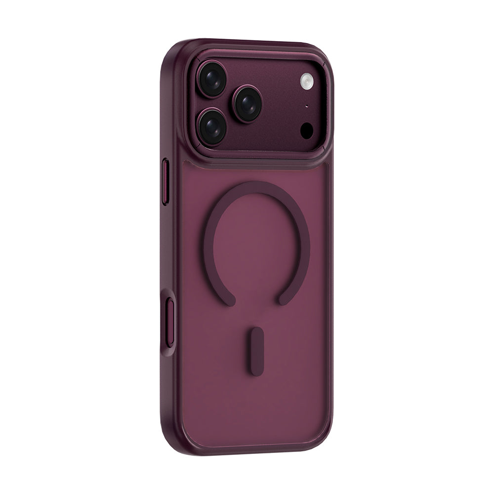 Apple iPhone 17 Pro Kılıf Wiwu FGG-012 ArmorPro Serisi M-safe Şarj Özellikli Parmak İzi Bırakmayan Kılıf Bordo