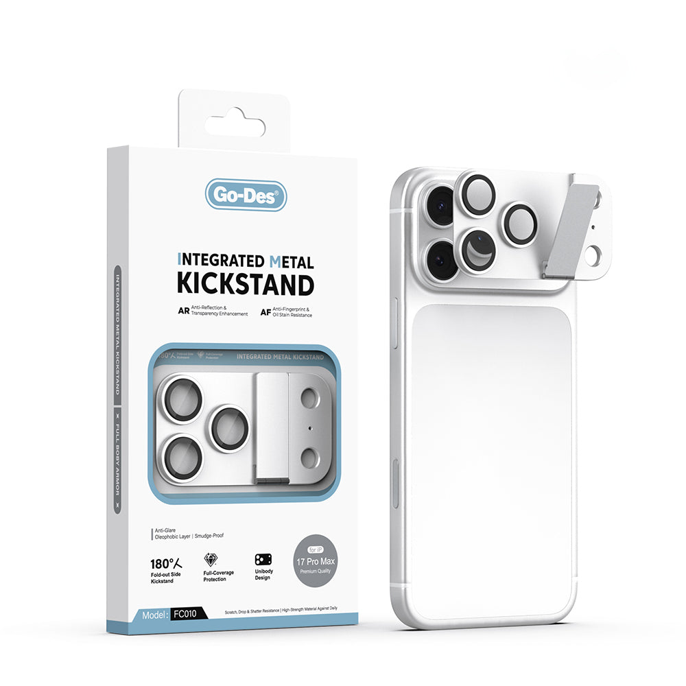 Apple iPhone 17 Pro Max Go Des CL-23 Anti Reflective Standlı Kamera Lens Koruyucu Gümüş