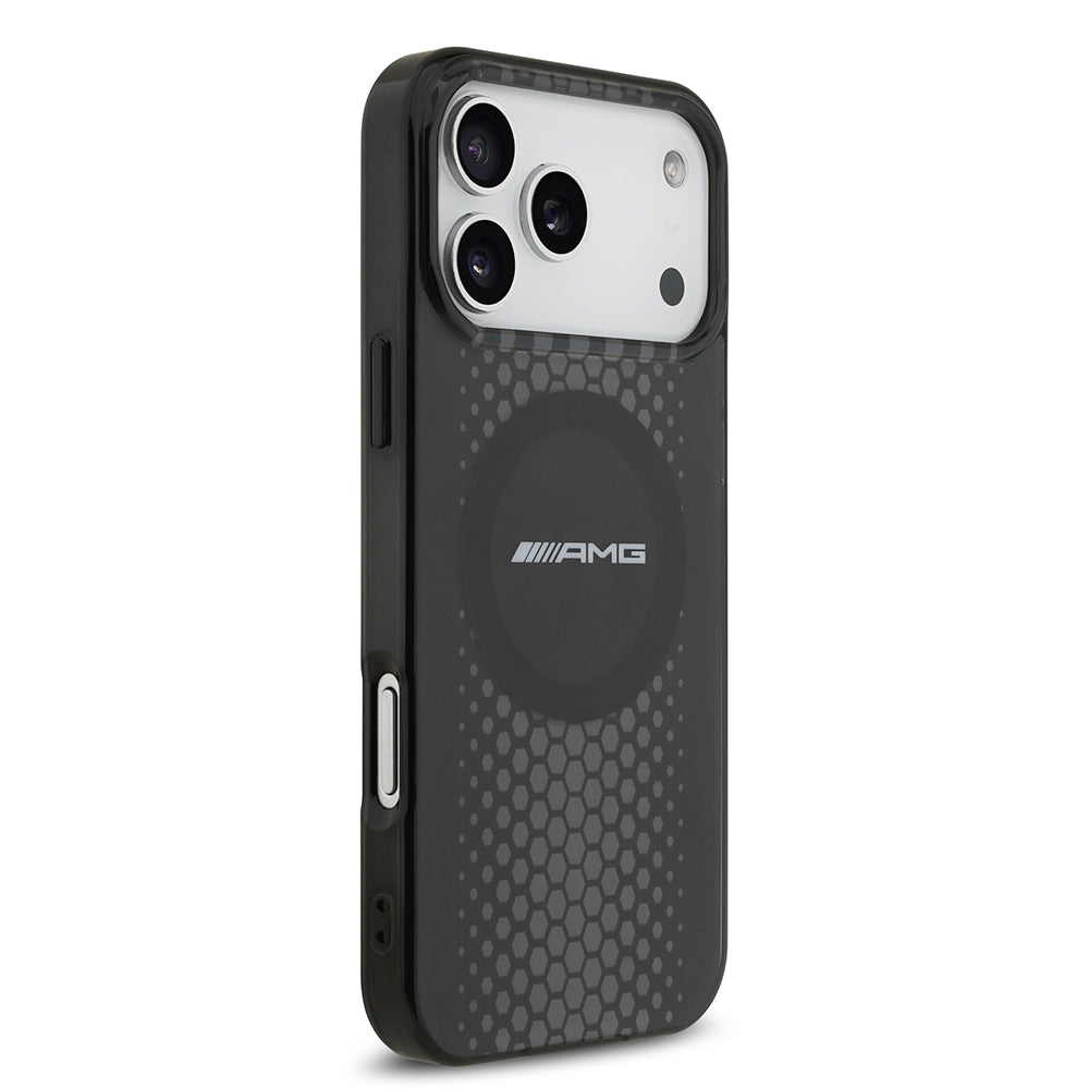 Apple iPhone 17 Pro Max Kılıf AMG Orjinal Lisanslı Çift Katmanlı Büyük Logolu Petek Desenli Kapak Siyah