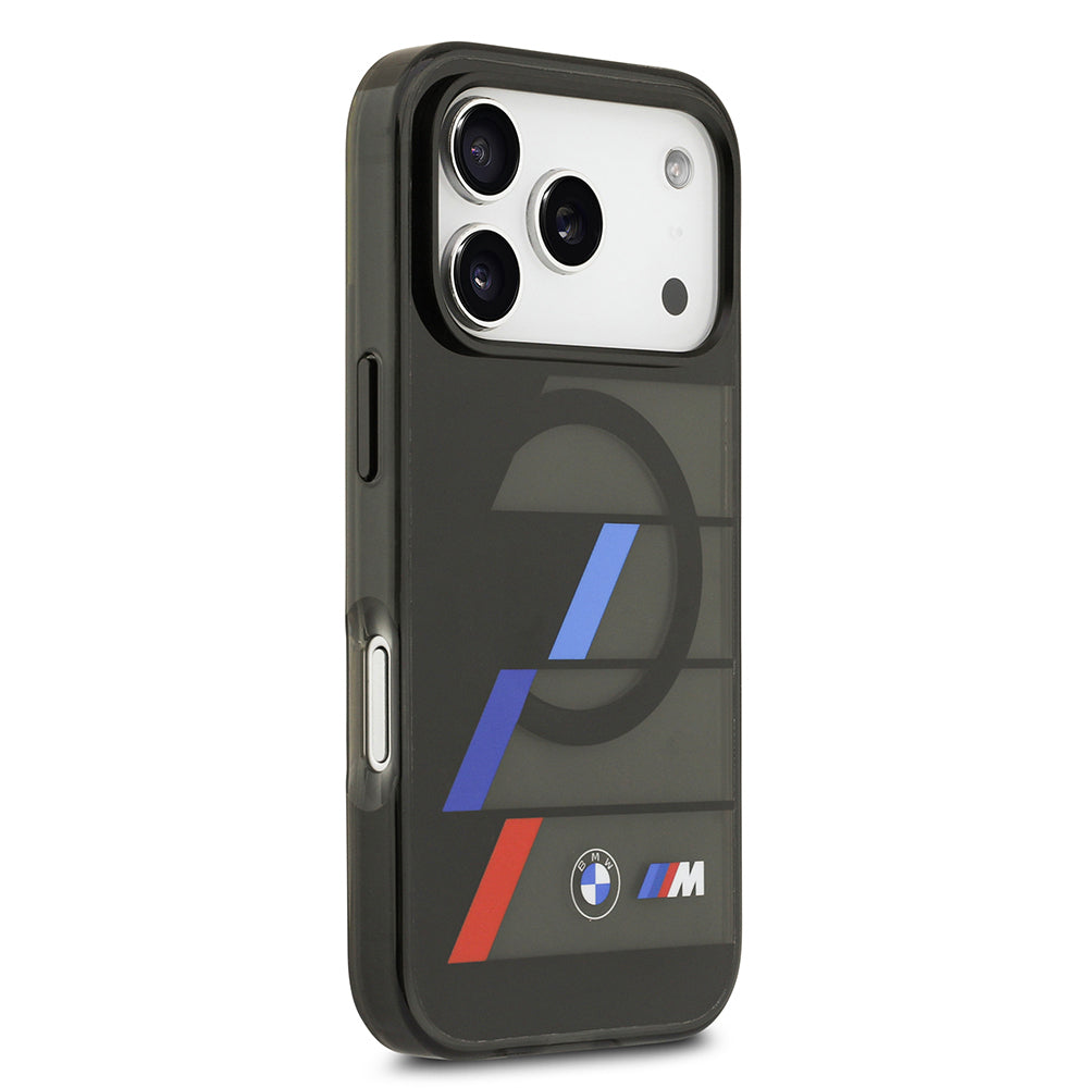 Apple iPhone 17 Pro Max Kılıf BMW Orjinal Lisanslı M-safe Şarj Özellikli IML Baskılı Üç Renkli M Dizayn Kapak Siyah