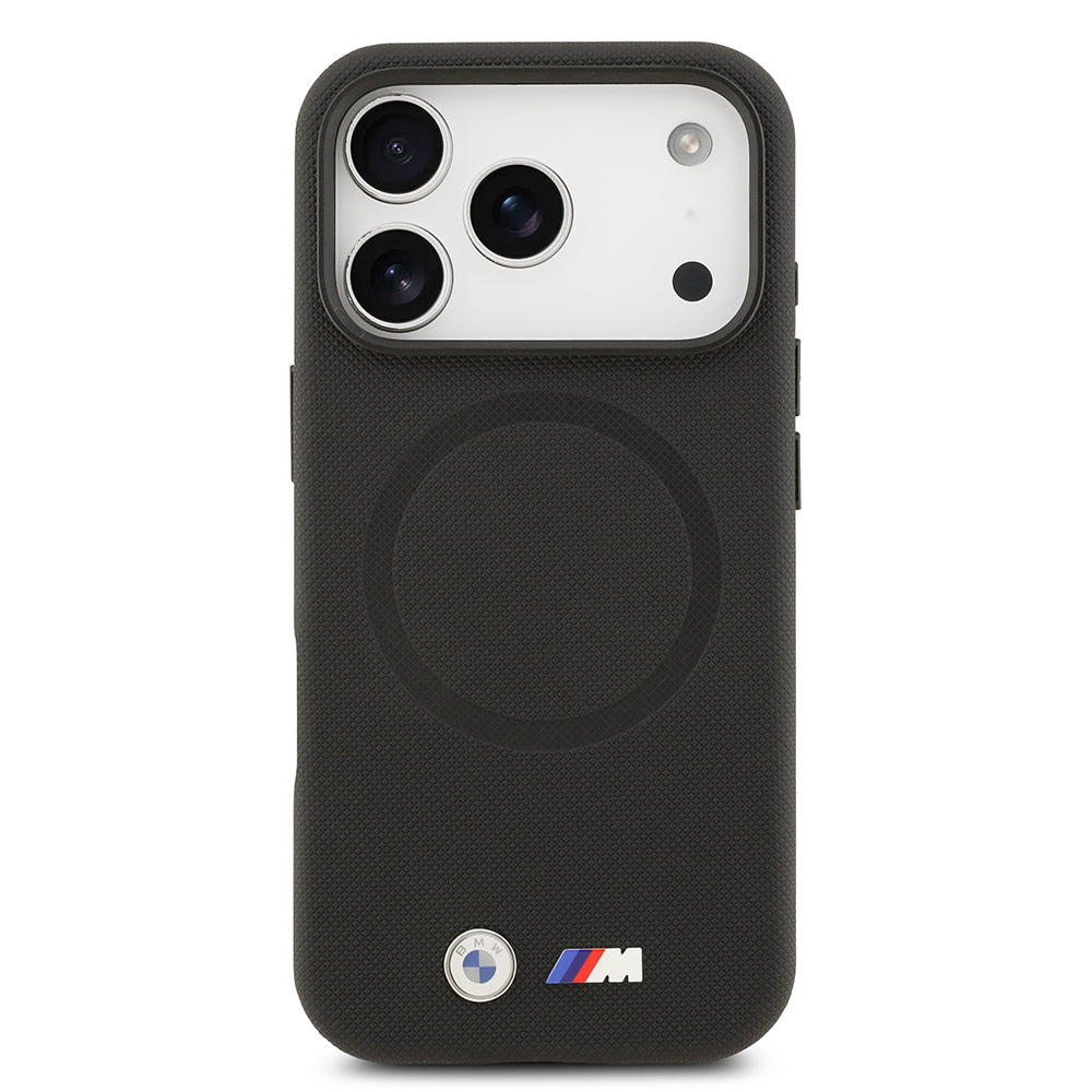 Apple iPhone 17 Pro Max Kılıf BMW Orjinal Lisanslı M-safe Şarj Özellikli Metal Logolu Delikli M Dizayn Deri Kapak Füme