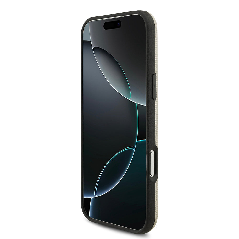 Apple iPhone 17 Pro Max Kılıf BMW Orjinal Lisanslı M-safe Şarj Özellikli Metal Logolu Delikli M Dizayn Deri Kapak Gri