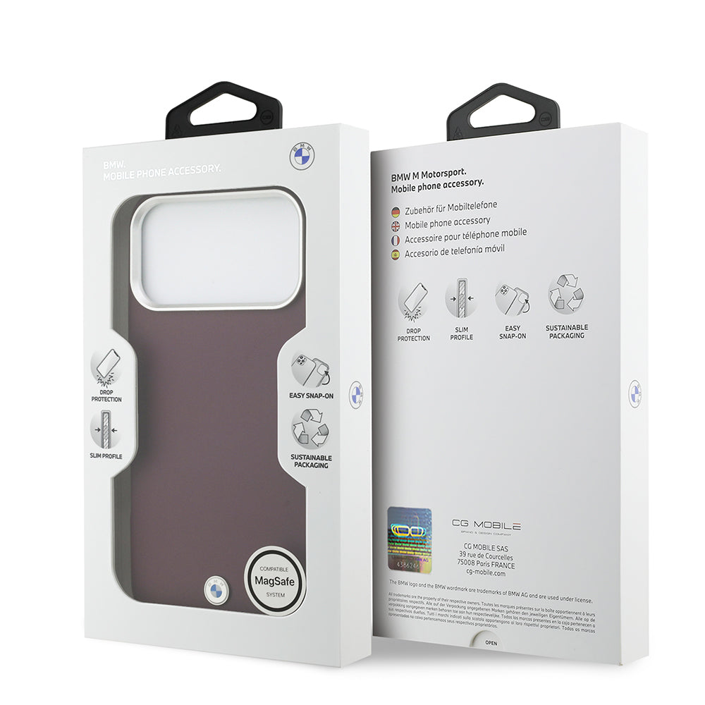 Apple iPhone 17 Pro Max Kılıf BMW Orjinal Lisanslı M-safe Şarj Özellikli Metal Logolu Tam Kaplama Deri Kapak Kırmızı
