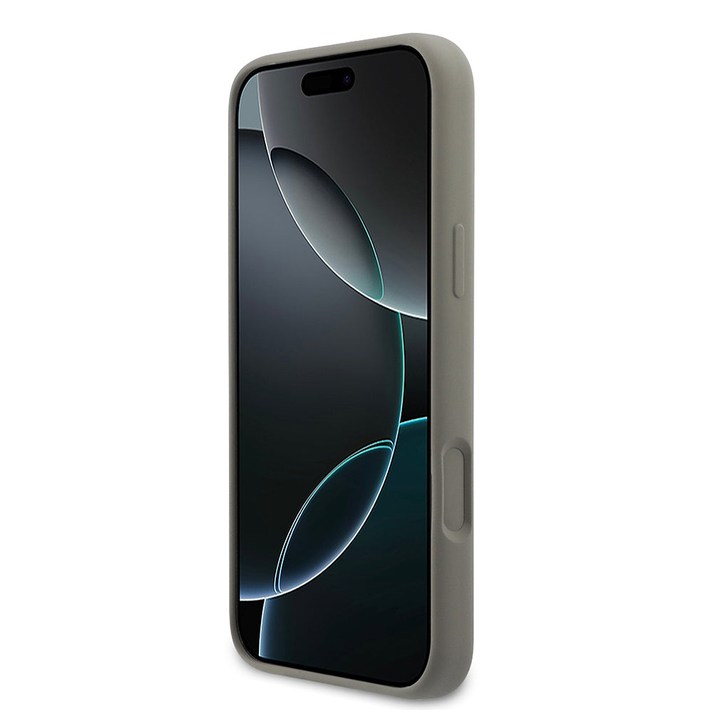 Apple iPhone 17 Pro Max Kılıf DKNY Orjinal Lisanslı M-safe Şarj Özellikli Metal Logolu Silikon Kapak Bej