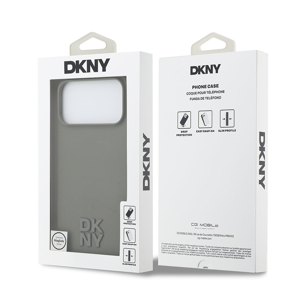 Apple iPhone 17 Pro Max Kılıf DKNY Orjinal Lisanslı M-safe Şarj Özellikli Metal Logolu Silikon Kapak Bej