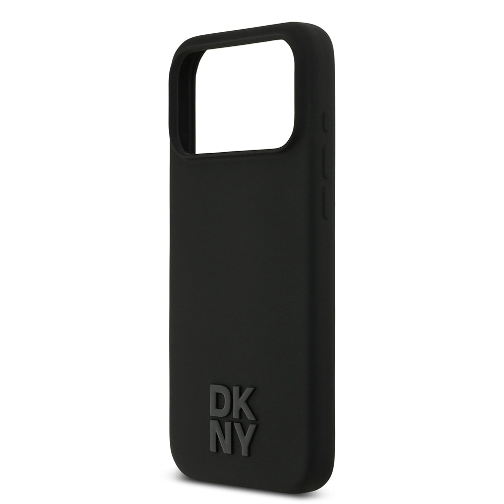 Apple iPhone 17 Pro Max Kılıf DKNY Orjinal Lisanslı M-safe Şarj Özellikli Metal Logolu Silikon Kapak Siyah