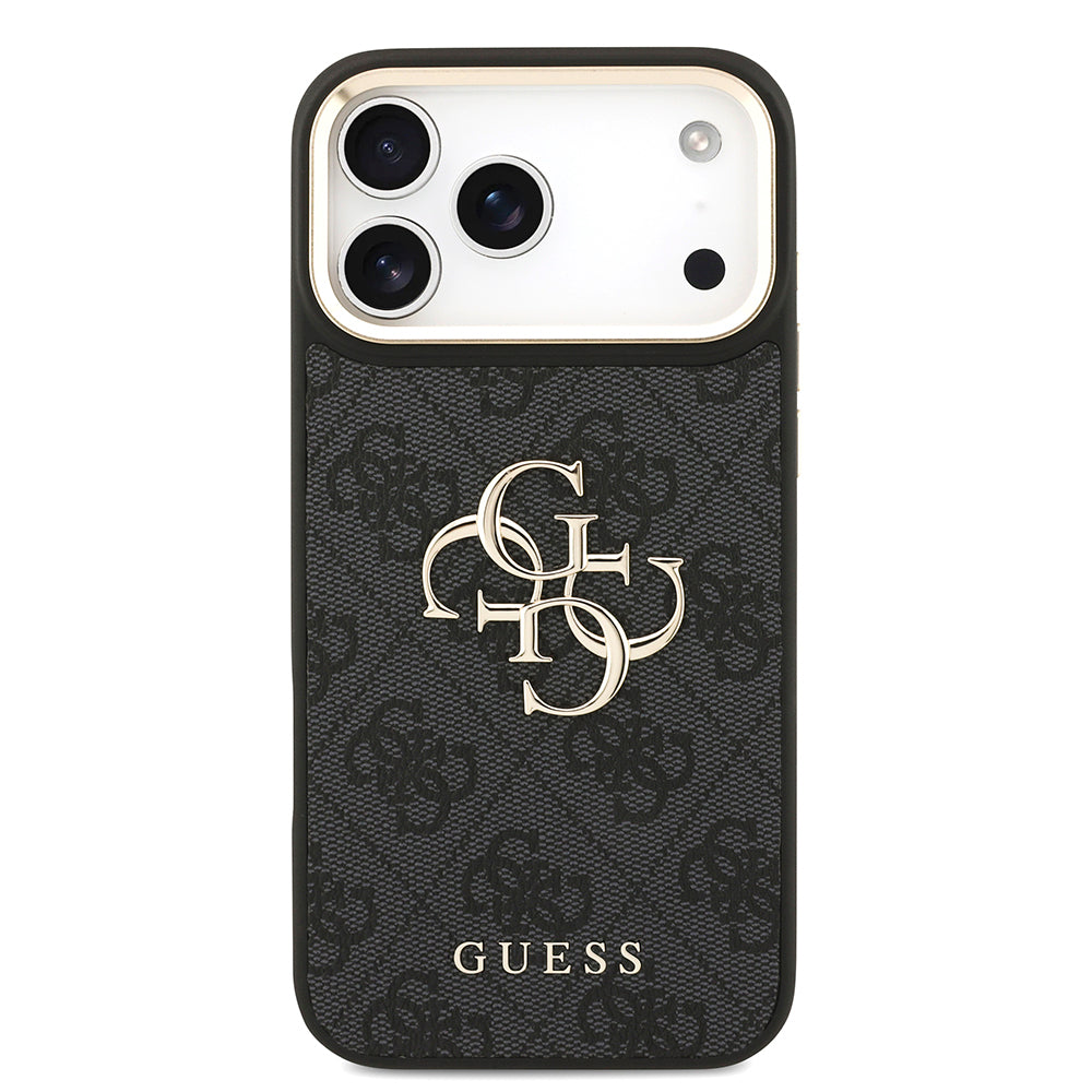 Apple iPhone 17 Pro Max Kılıf Guess Orjinal Lisanslı 4G Büyük Metal Logolu Kalın Askılı Kapak Siyah