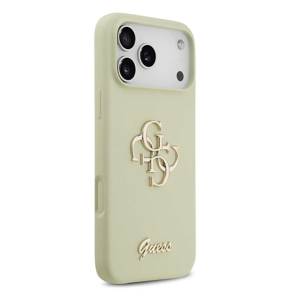 Apple iPhone 17 Pro Max Kılıf Guess Orjinal Lisanslı Grained Yazı Logolu Kapak Yeşil
