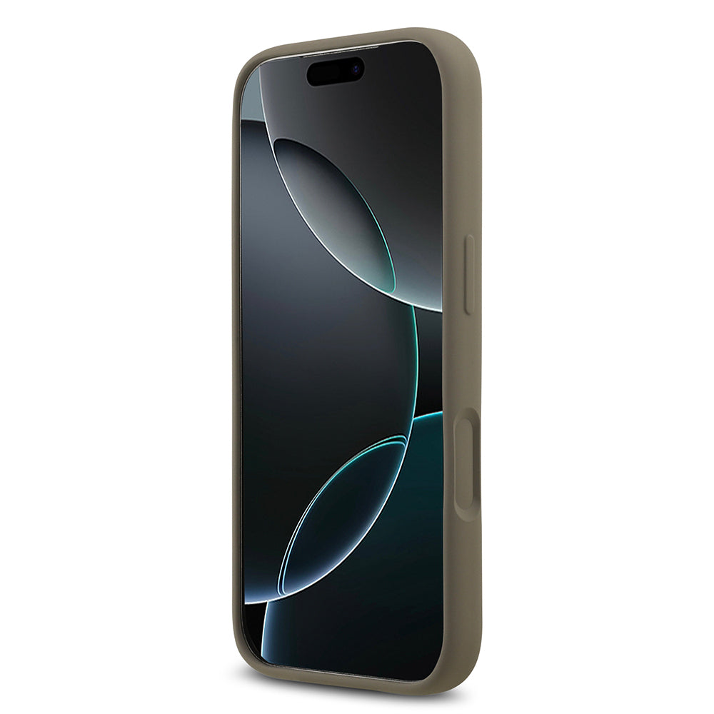 Apple iPhone 17 Pro Max Kılıf Guess Orjinal Lisanslı Grained Yazı Logolu Kapak Kahverengi