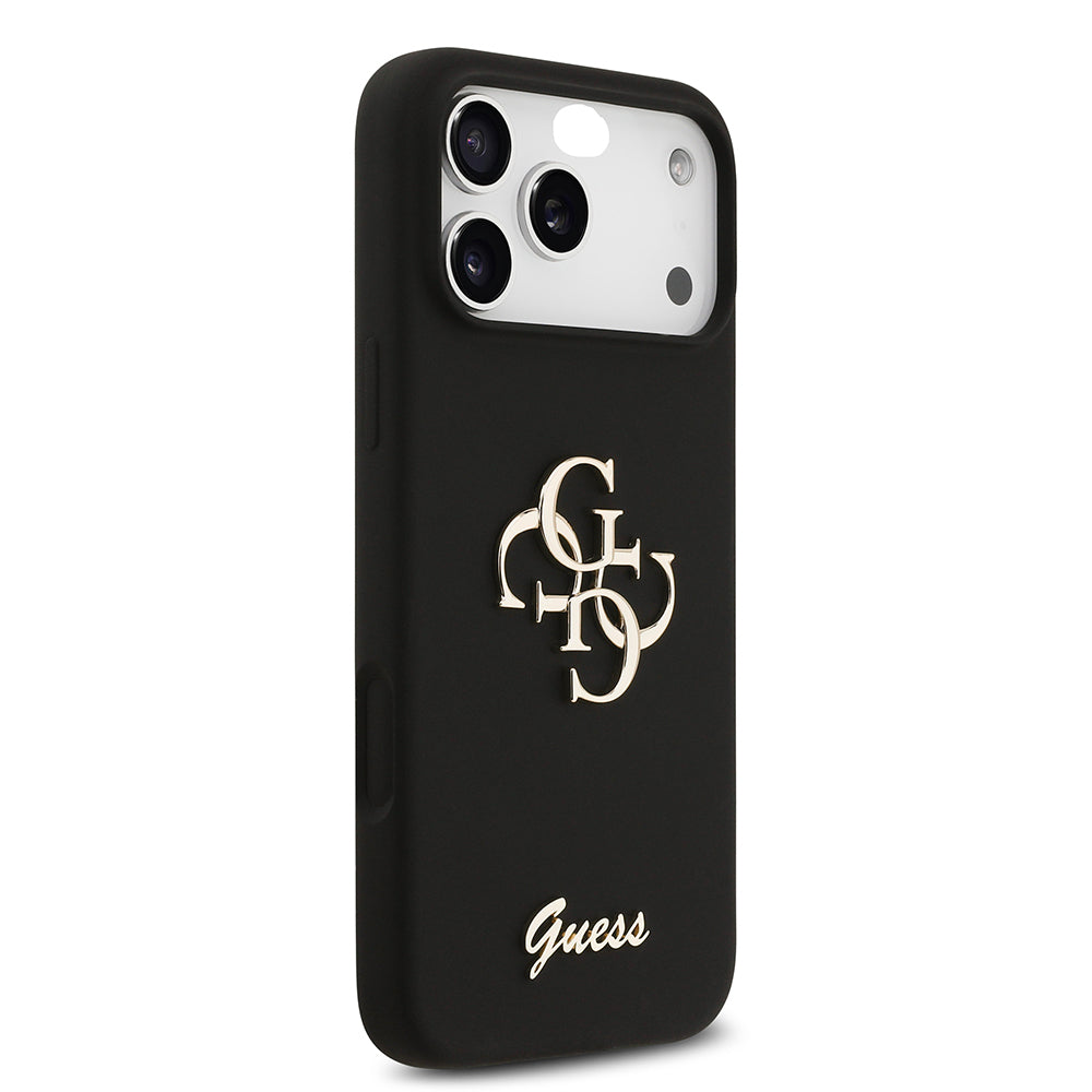 Apple iPhone 17 Pro Max Kılıf Guess Orjinal Lisanslı Grained Yazı Logolu Kapak Siyah