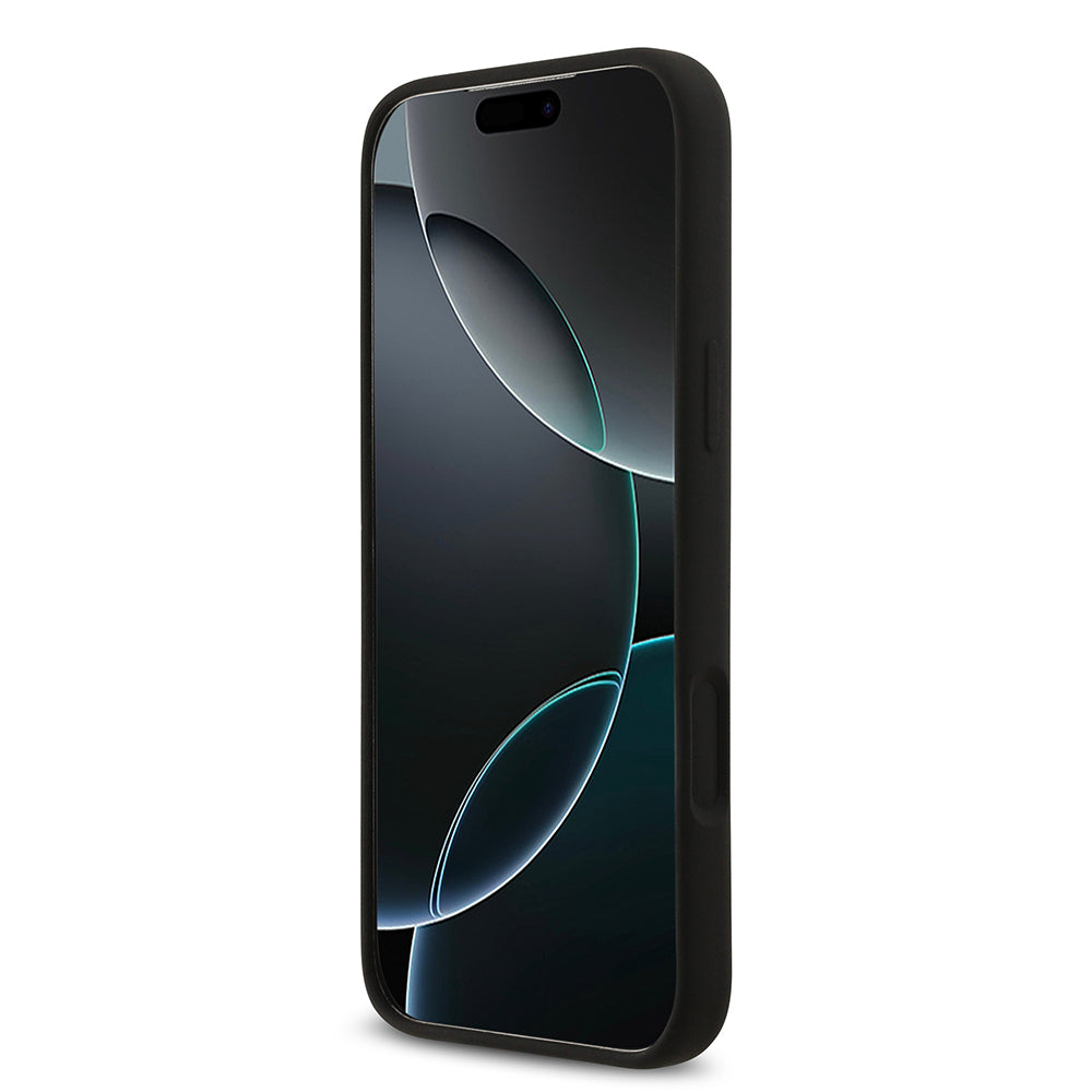Apple iPhone 17 Pro Max Kılıf Guess Orjinal Lisanslı Grained Yazı Logolu Kapak Siyah