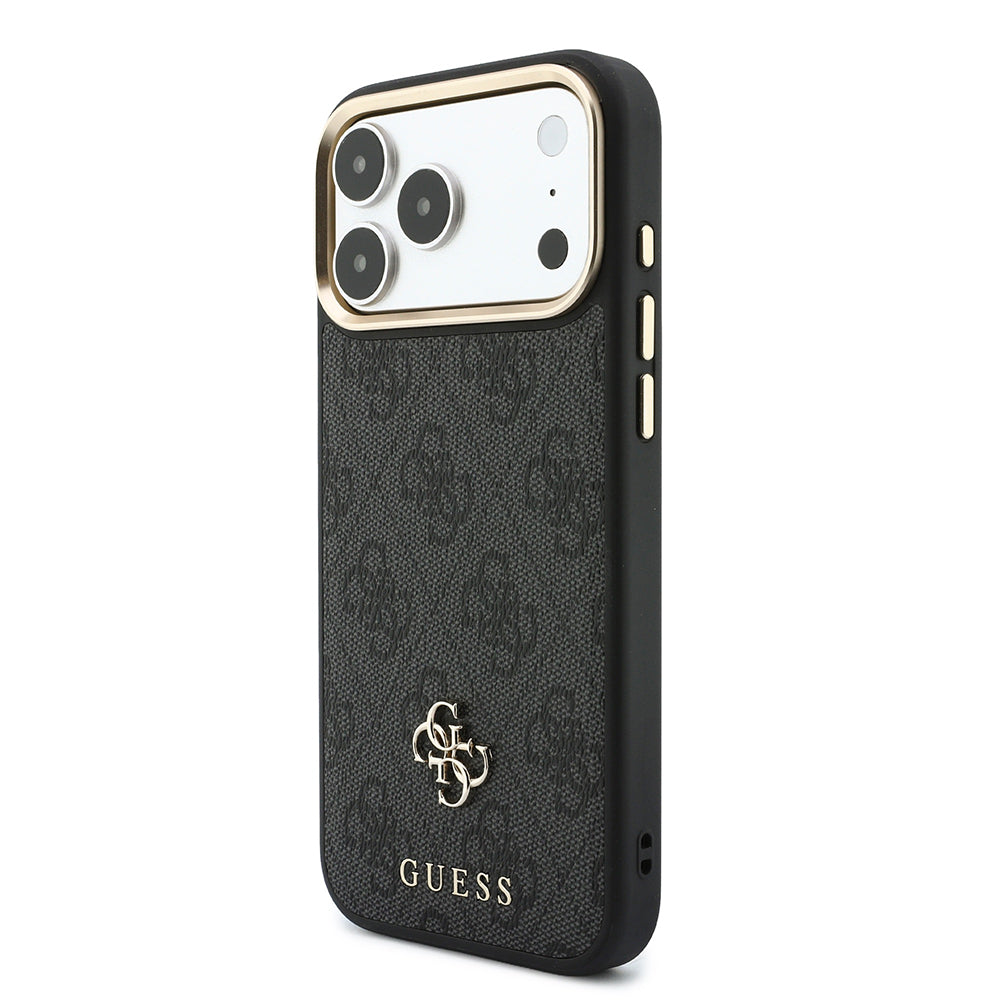 Apple iPhone 17 Pro Max Kılıf Guess Orjinal Lisanslı M-safe Şarj Özellikli 4G Büyük Metal Logolu Kartlıklı Kapak Siyah