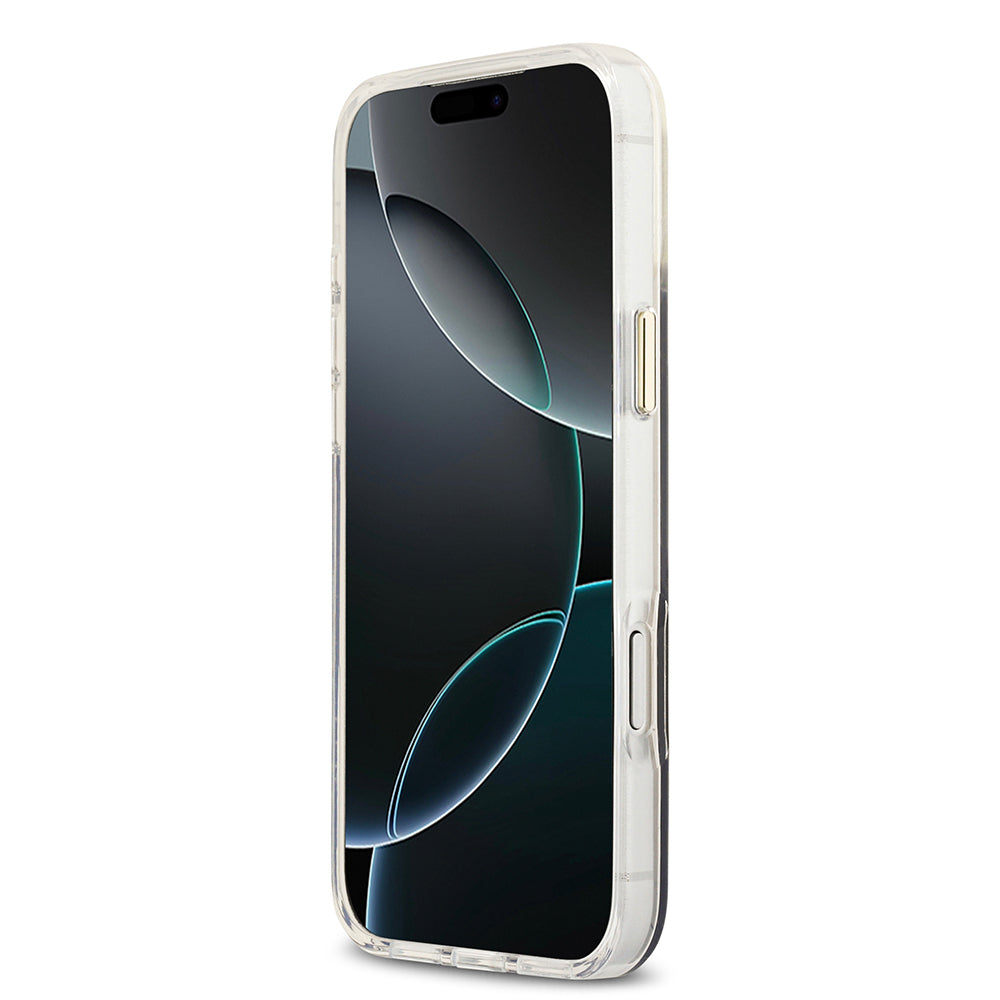 Apple iPhone 17 Pro Max Kılıf Guess Orjinal Lisanslı M-safe Şarj Özellikli 4G Desenli Simli Silikon Kapak Gri