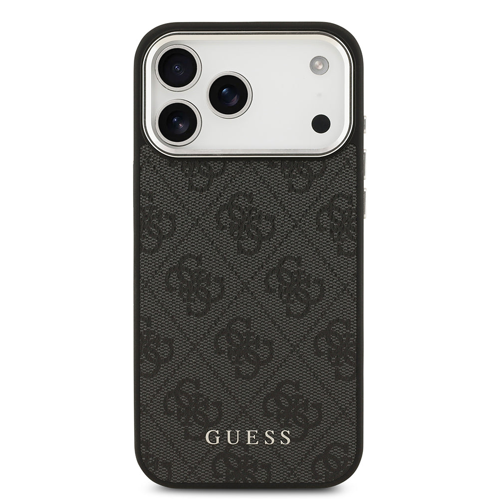 Apple iPhone 17 Pro Max Kılıf Guess Orjinal Lisanslı M-safe Şarj Özellikli 4G Klasik Yazı Logolu Kapak Siyah