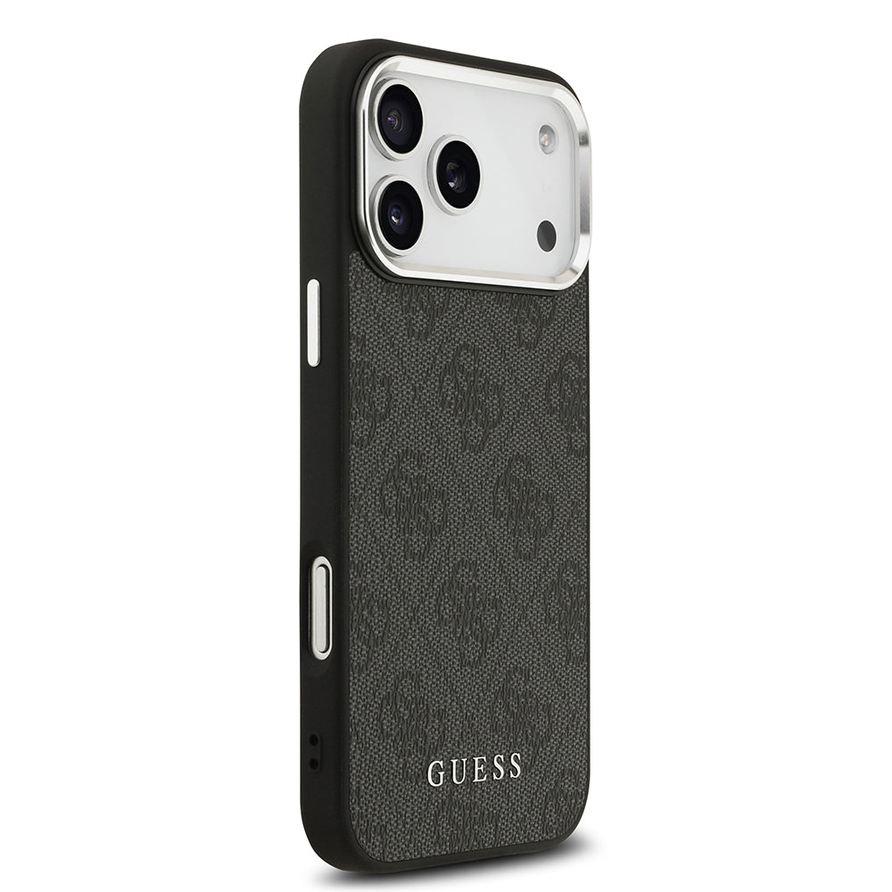 Apple iPhone 17 Pro Max Kılıf Guess Orjinal Lisanslı M-safe Şarj Özellikli 4G Klasik Yazı Logolu Kapak Siyah