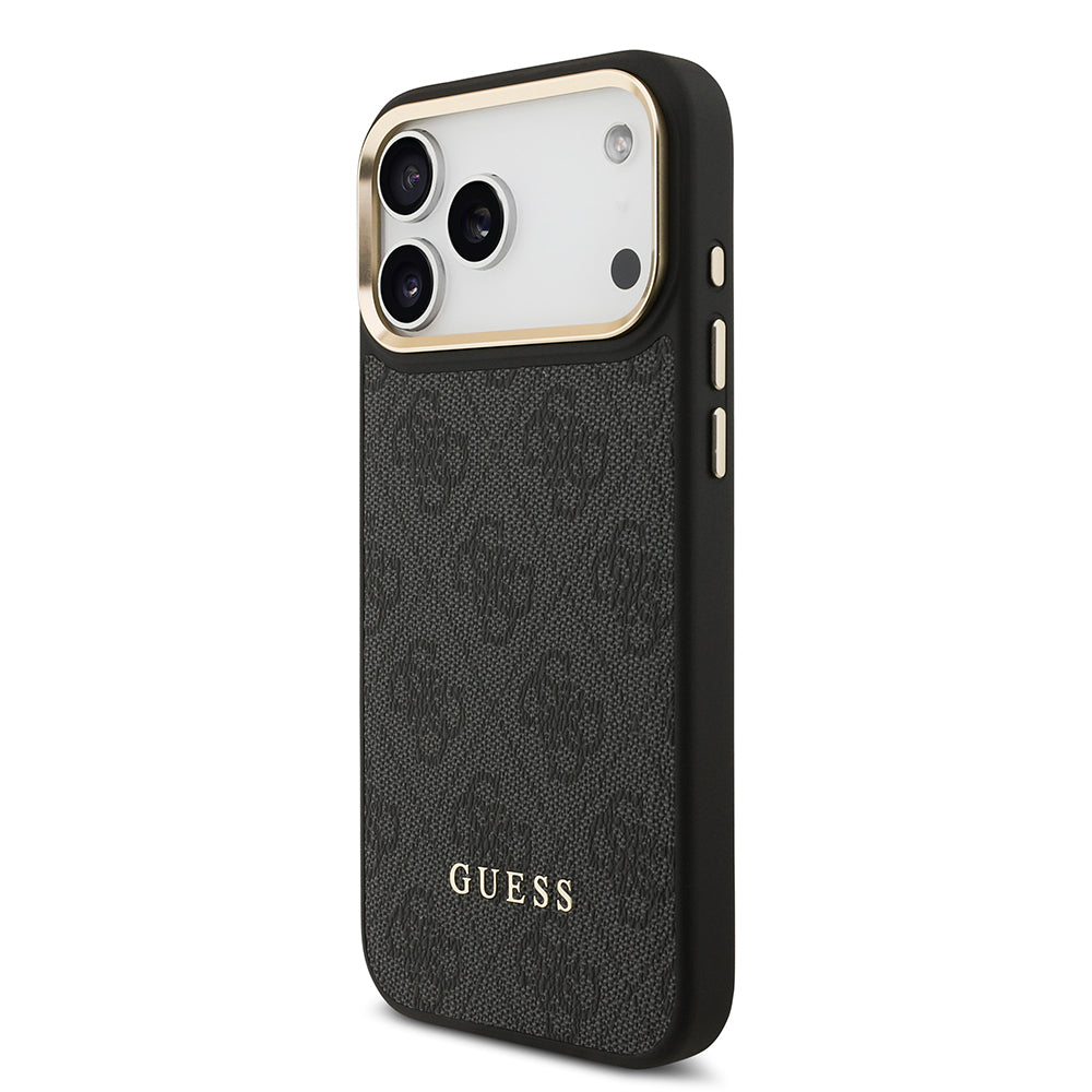 Apple iPhone 17 Pro Max Kılıf Guess Orjinal Lisanslı M-safe Şarj Özellikli Askılı ve 4G Logo Kartlıklı Kapak Siyah