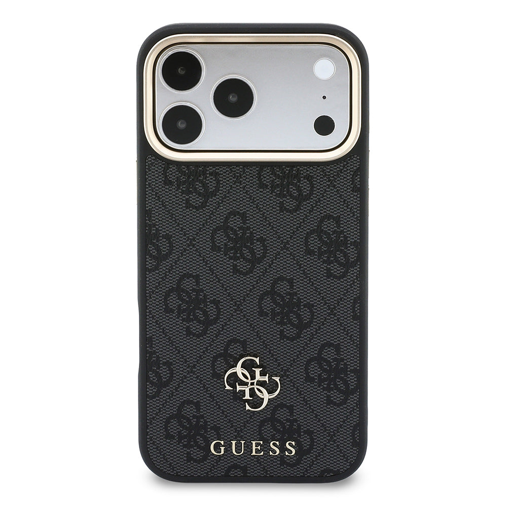 Apple iPhone 17 Pro Max Kılıf Guess Orjinal Lisanslı M-safe Şarj Özellikli Askılı ve 4G Metal Logolu Kartlıklı Kapak Siyah