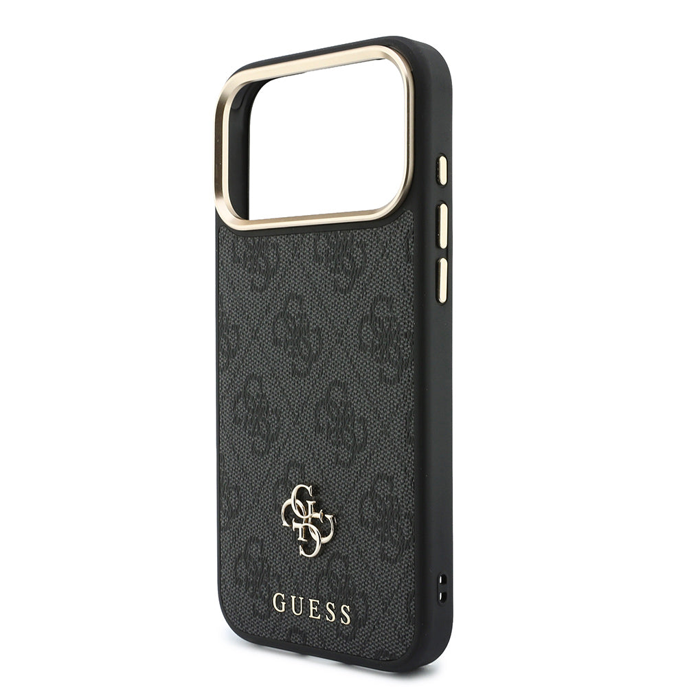 Apple iPhone 17 Pro Max Kılıf Guess Orjinal Lisanslı M-safe Şarj Özellikli Askılı ve 4G Metal Logolu Kartlıklı Kapak Siyah