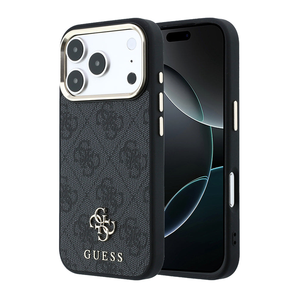 Apple iPhone 17 Pro Max Kılıf Guess Orjinal Lisanslı M-safe Şarj Özellikli Small 4G Classic Logolu Kapak Siyah