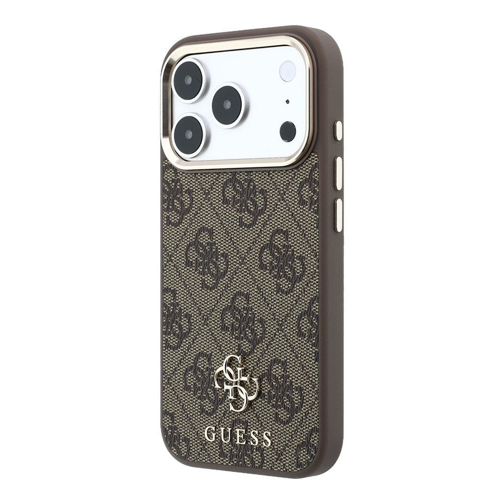 Apple iPhone 17 Pro Max Kılıf Guess Orjinal Lisanslı M-safe Şarj Özellikli Small 4G Classic Logolu Kapak Kahverengi