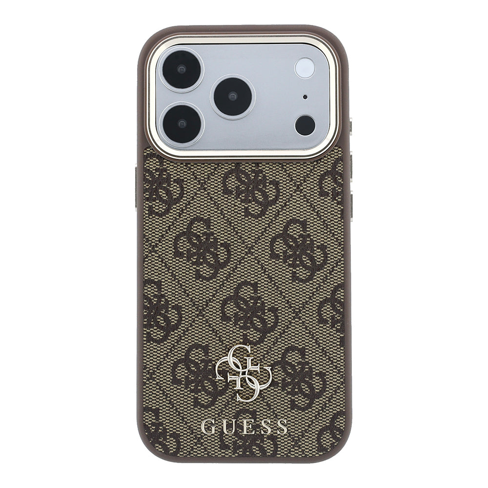 Apple iPhone 17 Pro Max Kılıf Guess Orjinal Lisanslı M-safe Şarj Özellikli Small 4G Classic Logolu Kapak Kahverengi