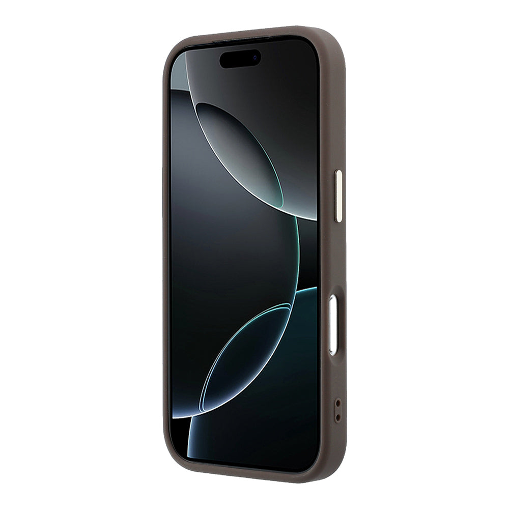 Apple iPhone 17 Pro Max Kılıf Guess Orjinal Lisanslı M-safe Şarj Özellikli Small 4G Classic Logolu Kapak Kahverengi