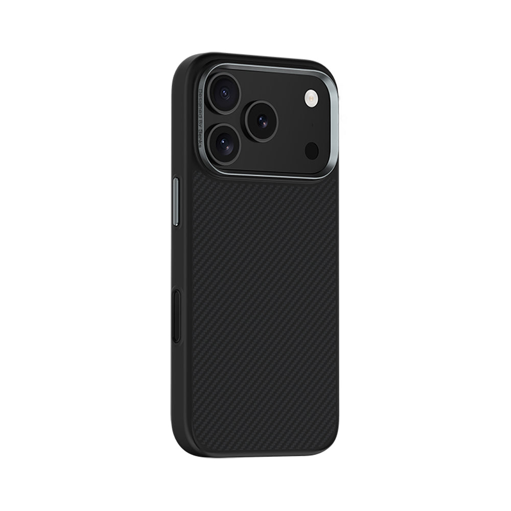 Apple iPhone 17 Pro Max Kılıf Karbon Fiber M-safe Şarj Özellikli Benks Hybrid ArmorPro 600D Kevlar Kapak Siyah
