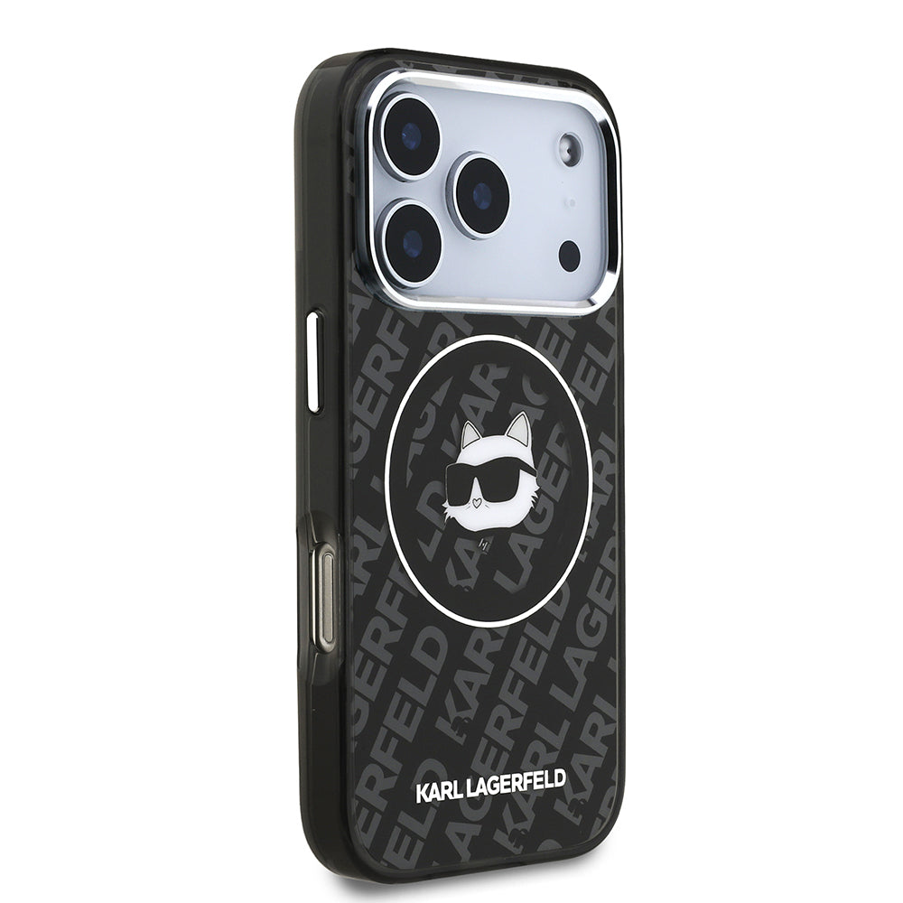 Apple iPhone 17 Pro Max Kılıf Karl Lagerfeld Orjinal Lisanslı IML Baskılı Choupette Heads Kapak Siyah