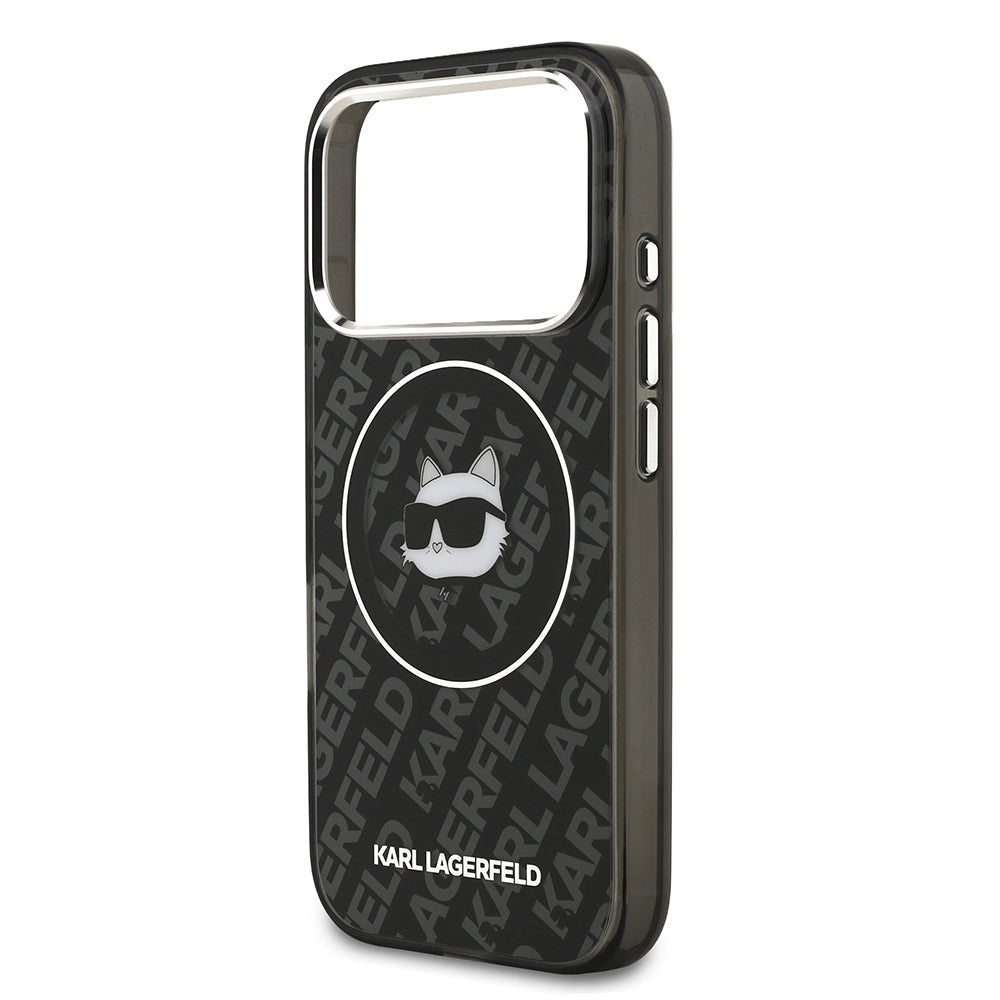 Apple iPhone 17 Pro Max Kılıf Karl Lagerfeld Orjinal Lisanslı IML Baskılı Choupette Heads Kapak Siyah