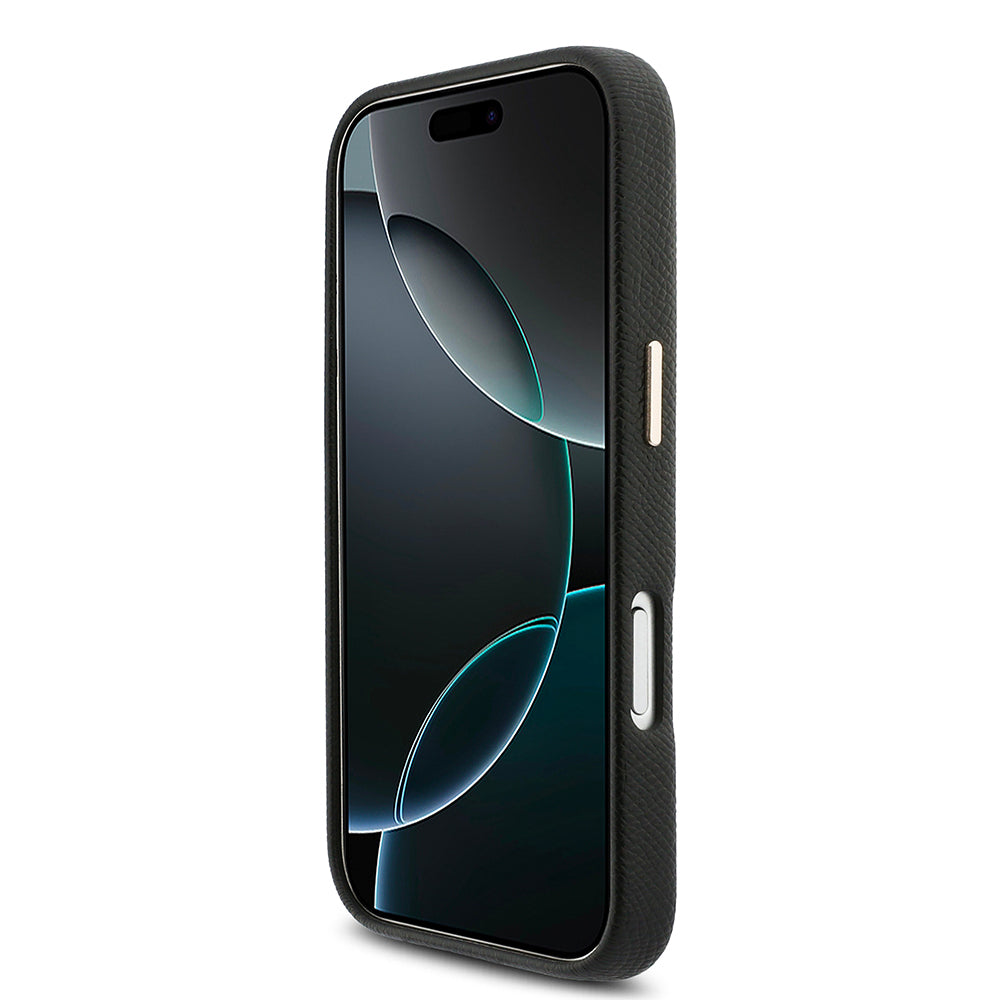 Apple iPhone 17 Pro Max Kılıf Karl Lagerfeld Orjinal Lisanslı M-safe Şarj Özellikli Gold Kamera Çerçeveli KHEAD Metal Logolu PU Deri Kapak Siyah
