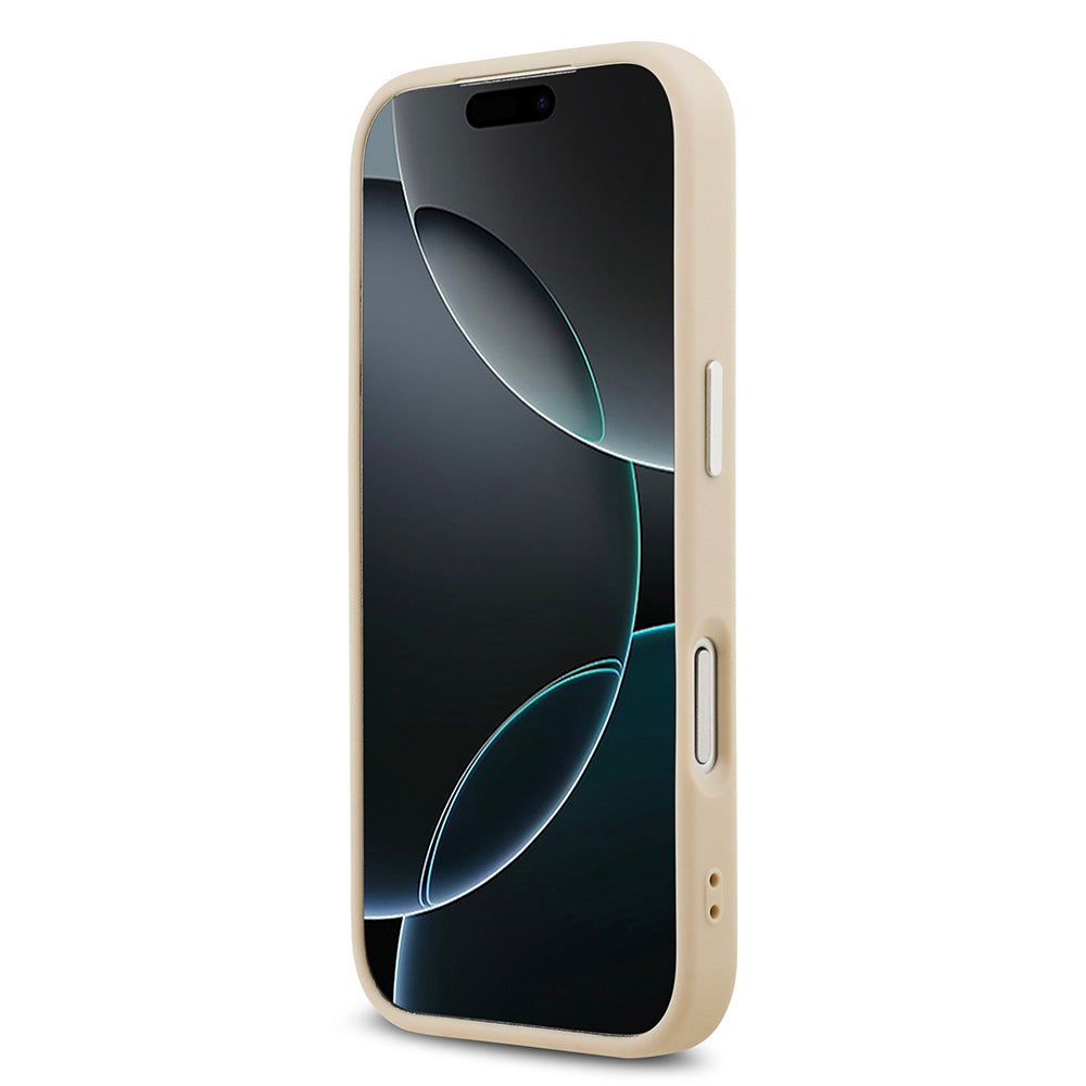 Apple iPhone 17 Pro Max Kılıf Karl Lagerfeld Orjinal Lisanslı M-safe Şarj Özellikli Metal Kamera ve Buton Tasarımlı K&C PU Deri Kapak Bej