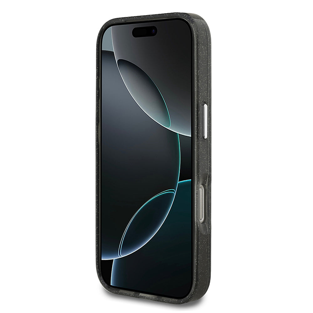 Apple iPhone 17 Pro Max Kılıf Karl Lagerfeld Orjinal Lisanslı Parlayan Simli Karl & Choupette Heads Kapak Siyah