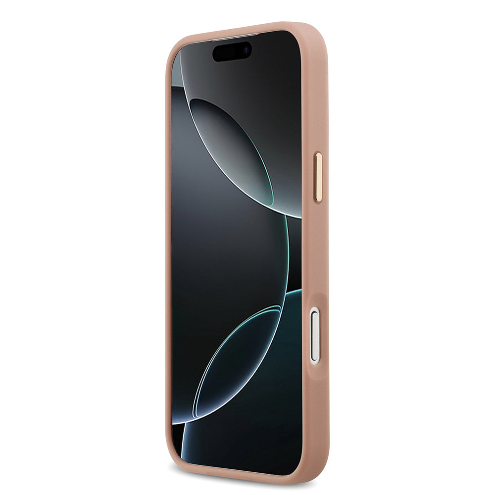 Apple iPhone 17 Pro Max Kılıf Lacoste Orjinal Lisanslı M-safe Şarj Özellikli Champs Elysees PU Deri Tasarımlı Kapak Pembe