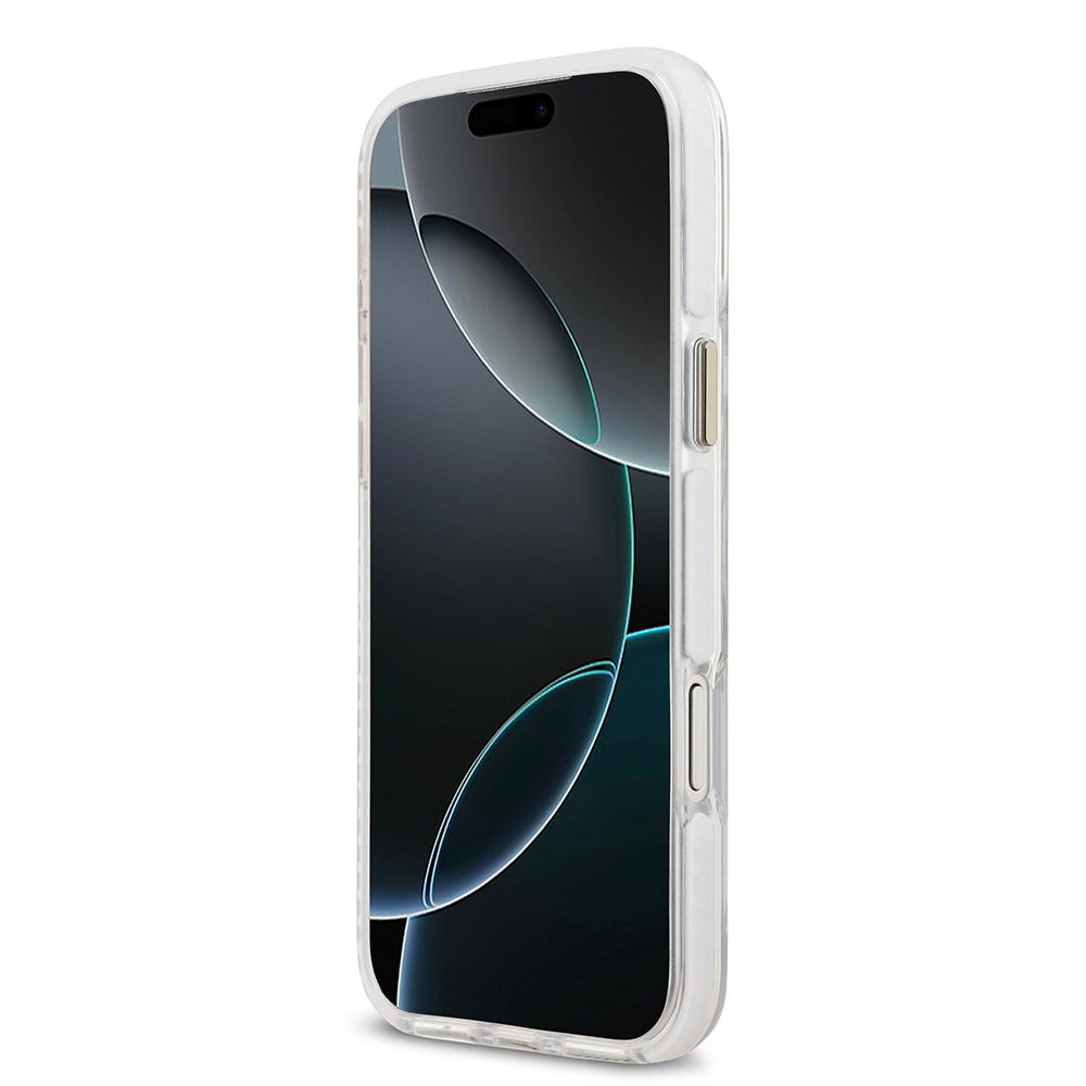 Apple iPhone 17 Pro Max Kılıf Lacoste Orjinal Lisanslı M-safe Şarj Özellikli Gold Timsah Logolu Buzlu Kapak Beyaz