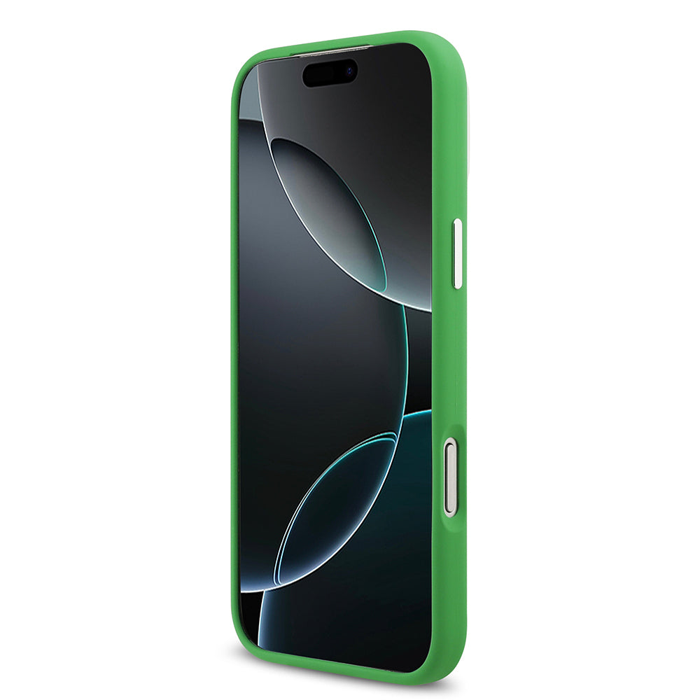 Apple iPhone 17 Pro Max Kılıf Lacoste Orjinal Lisanslı M-safe Şarj Özellikli İkonik Logolu Metal Kamera Çerçeveli Silikon Kapak Yeşil
